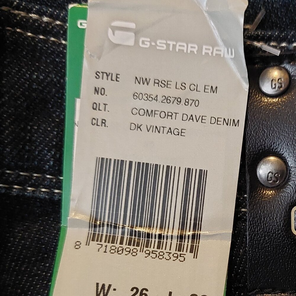 Retro Vintage G-Star Raw New Reese Loose Dave Denim Dark Vintage Blue Sz 26 NWT - Picture 11 of 11